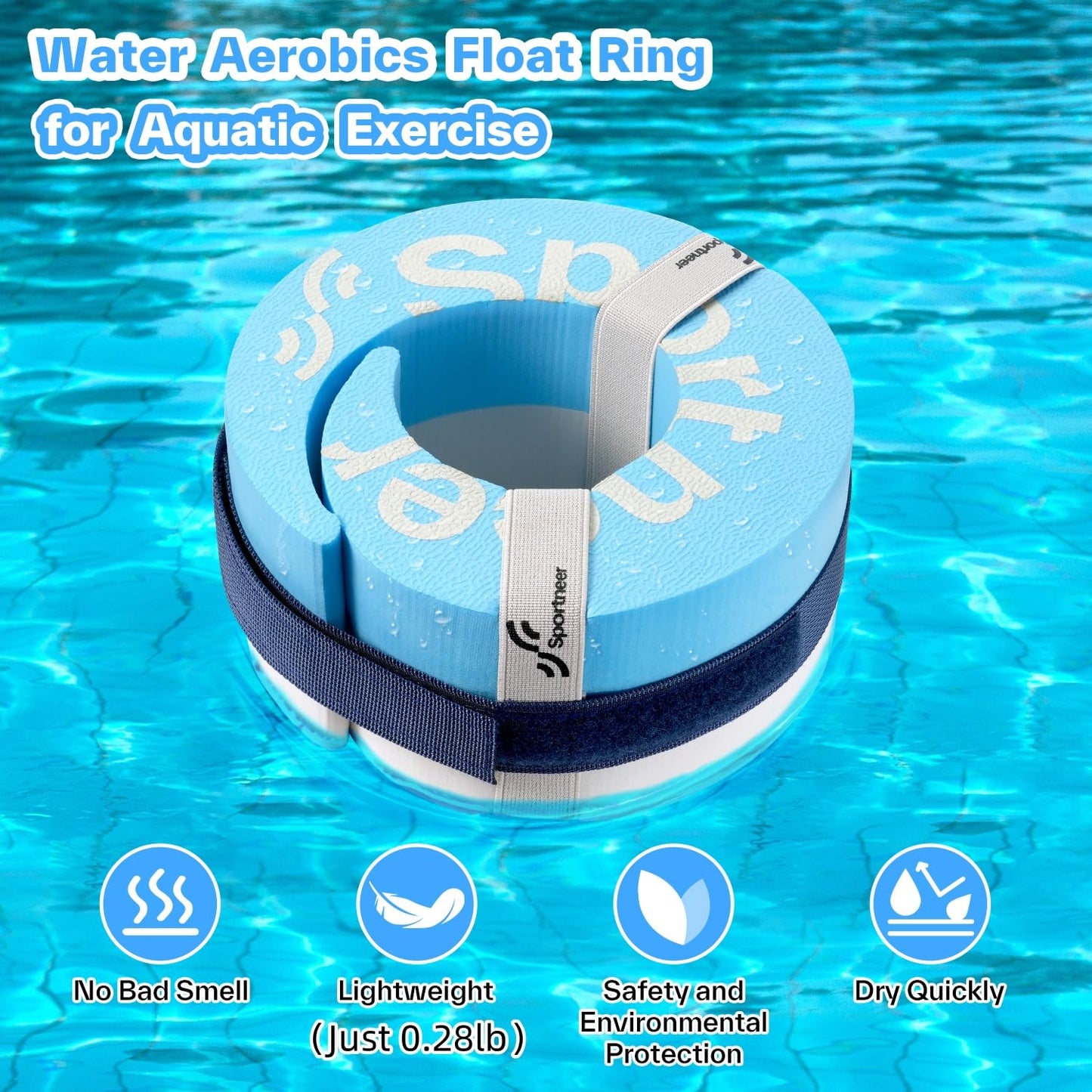 Foam Aquatic Cuffs Exercise Equipment: Sportneer Water Aerobics Float Ring with Adjustable Webbing Pool Exercise Workout Set Water Ankle Ring
