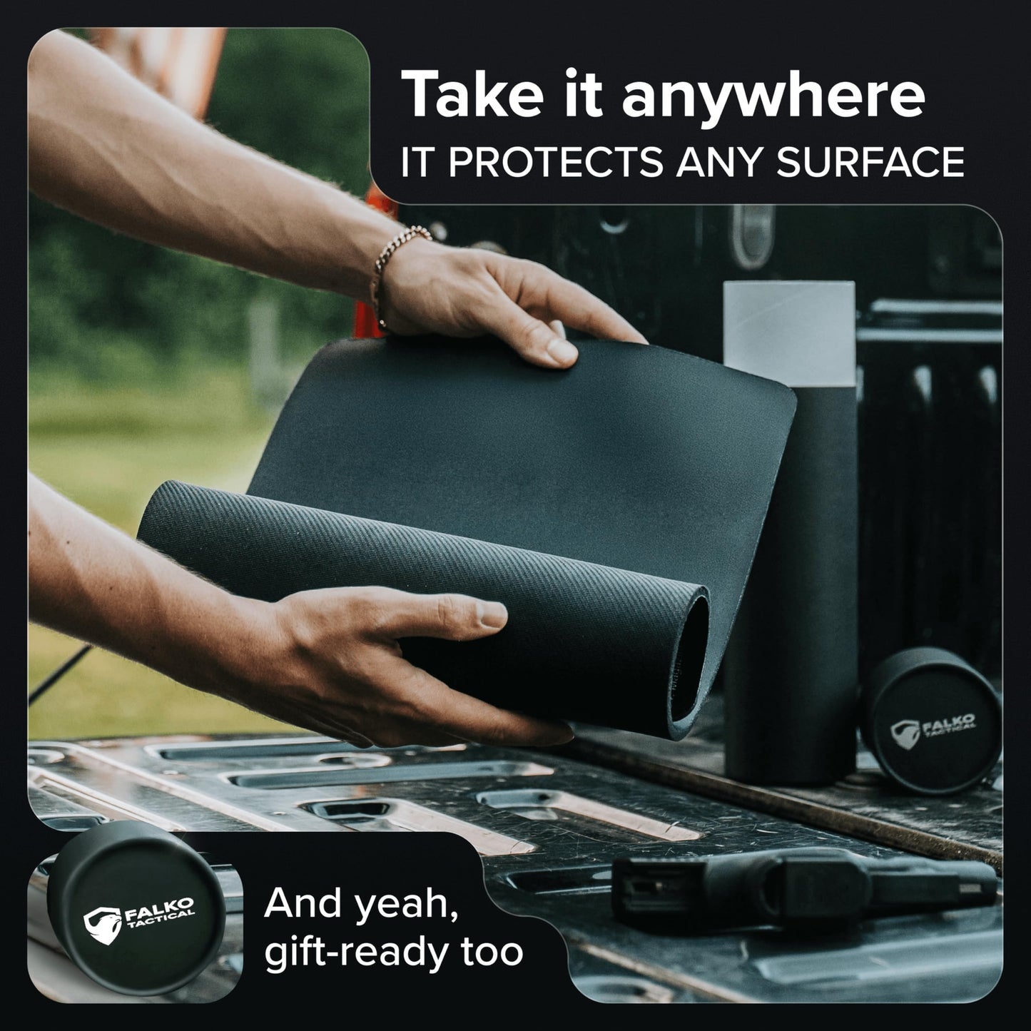 Falko Tactical Premium Gun Cleaning Mat (3 Sizes) - 2X Thicker, Oil and Solvent Resistant - Non Slip, Perfect Gun Mat for Cleaning - (Handgun, Rifle and XL Firearms)