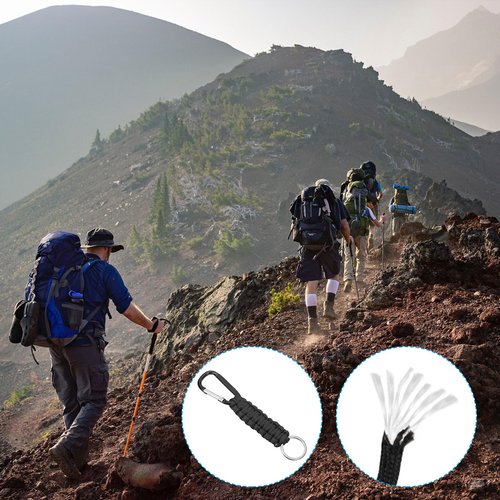 PATIKIL Paracord Keychains, 4 Pcs Braided Paracord Keychain Clip Paracord Lanyard with D Hook Clip for Outdoor Camping Hiking, Black