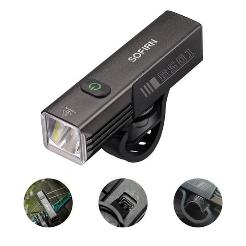 Bike Lights for Night Riding - Sofirn BS01 Super Bright Bike Headlight, USB C Rechargeable, IP65 Waterproof Front Bike Light Gift for MTB Day Night Riding Urban Cyclists, with Quick Release Bracket