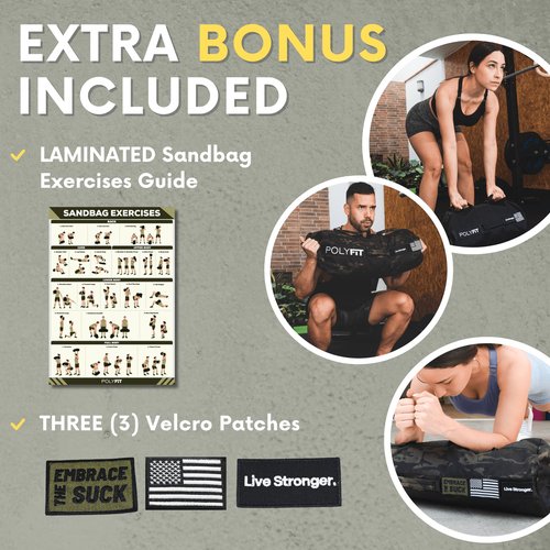 Polyfit Sandbag Pro - Workout Sandbag with Triple Closure Filler Bag and Reinforced Nylon Webbing - Black - 40LB