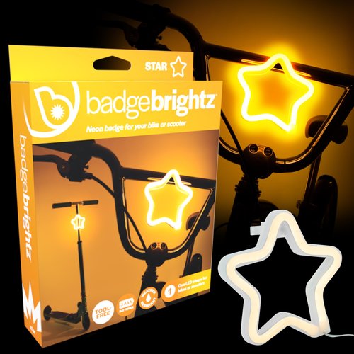 Brightz Star Shaped LED Bike Light - Cute Kids & Adults Bike Accessories for Night Riding - Use as Frame Light, Headlight or Taillight