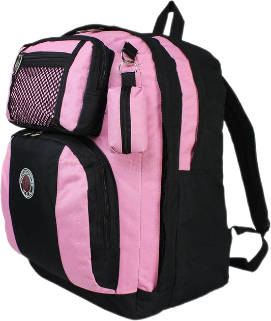 TRANSWORLD Double Gusset 17-inch Backpack, Black Pink