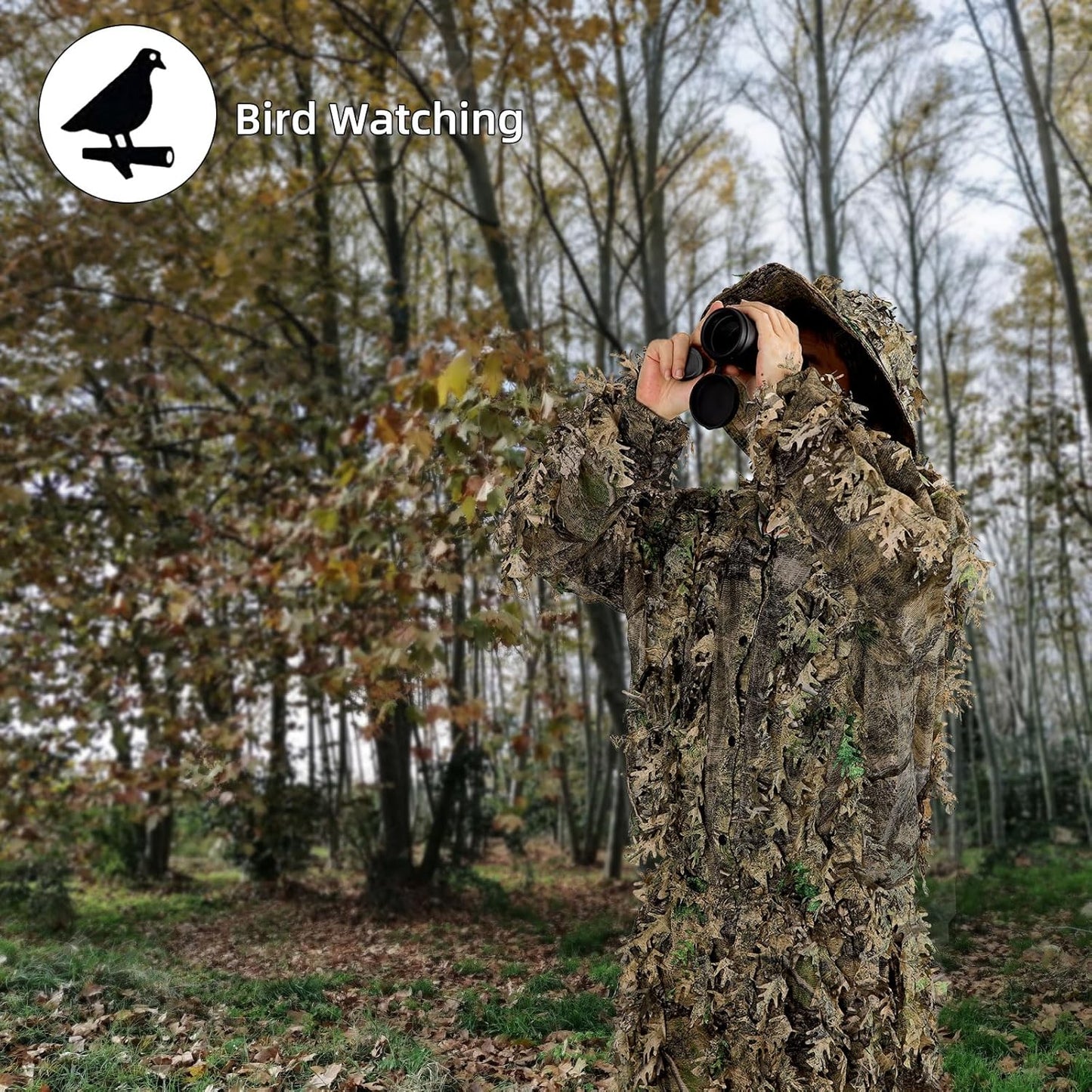 Zicac Outdoor Camo Ghillie Suit 3D Leafy Camouflage Clothing Jungle Woodland Hunting