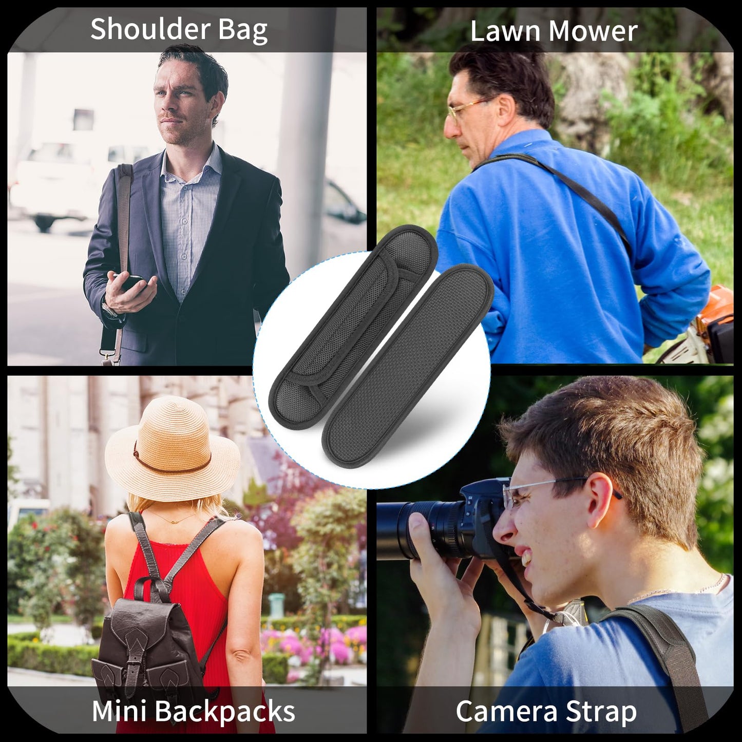 FIEIL 2 Pack Breathable Universal Shoulder Pad, Silica Gel Backpack Strap Pads, for Shoulder Bags, Guitar Strap, Detachable Shoulder Strap Pad Pads Help Relieve Shoulder Pain(Anti-Slip Texture)