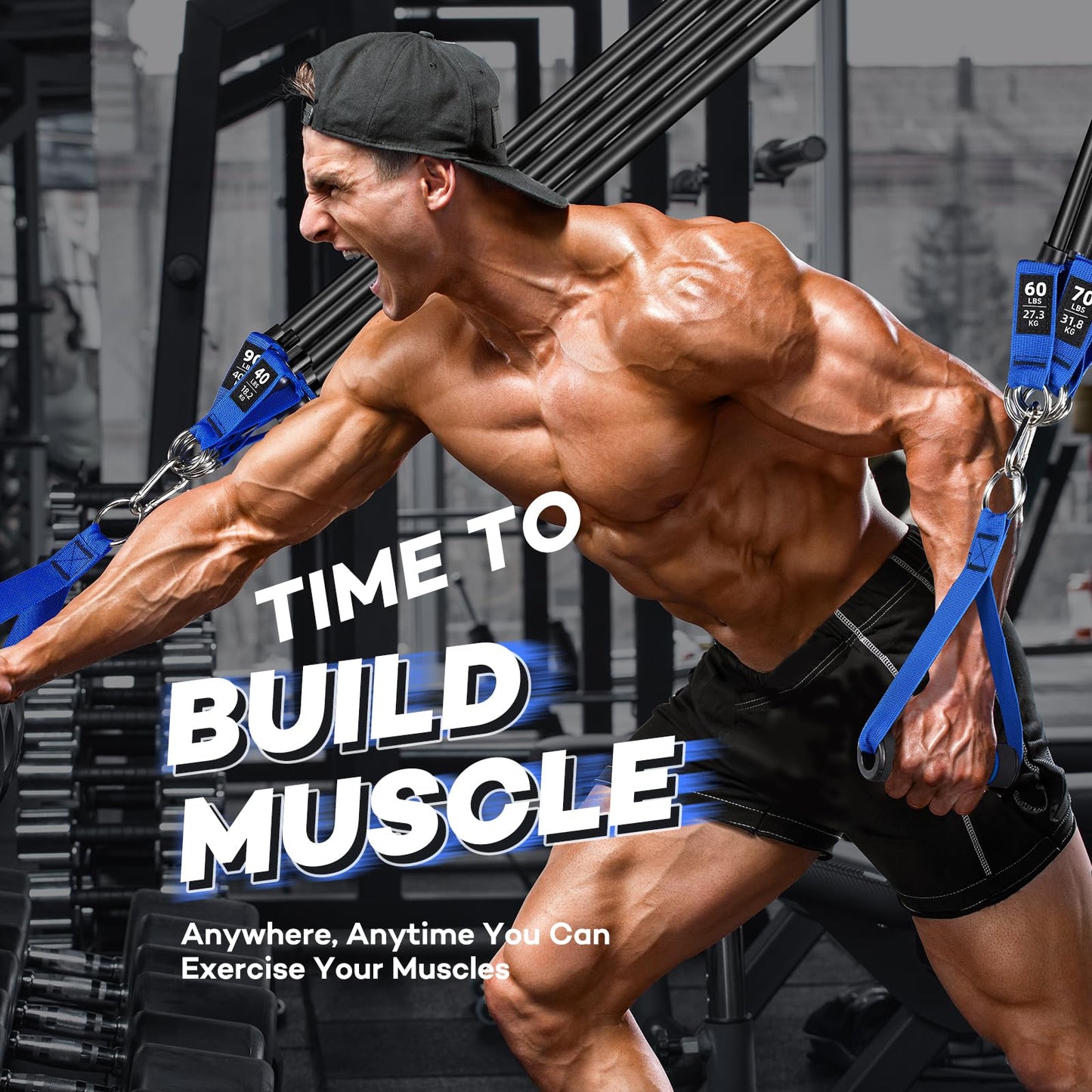 310lbs Heavy Resistance Bands for Working Out, NITEEN Resistance Bands with Handles Weight Exercise Bands for Men Women, Workout Bands with Door Anchor and Ankle Straps Strength Training Equipment