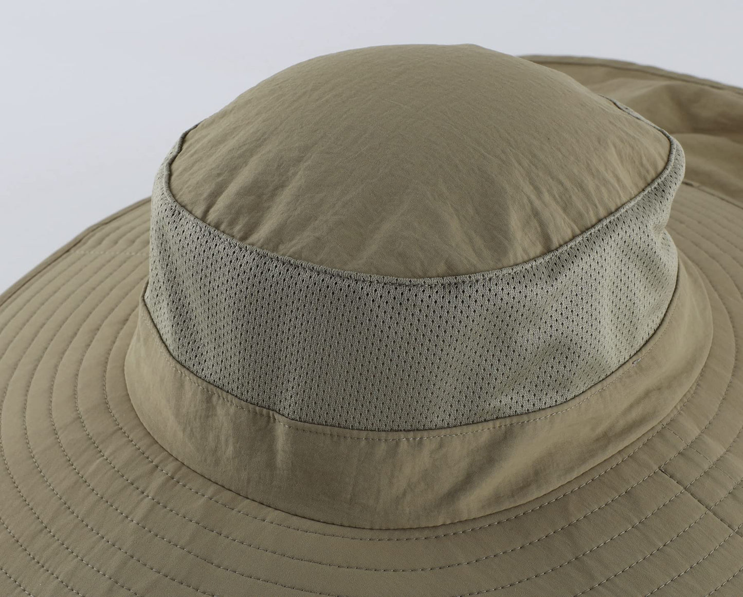 Home Prefer Outdoor UPF50+ Mesh Sun Hat Wide Brim Fishing Hat with Neck Flap (Light Vert Khaki)