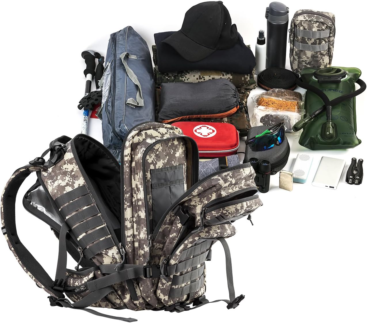 Gelindo 35L Tactical Hunting Backpacks - Military Molle Backpack Survival Bag - Small Tactical Backpack with Molle System for Men, Camouflage