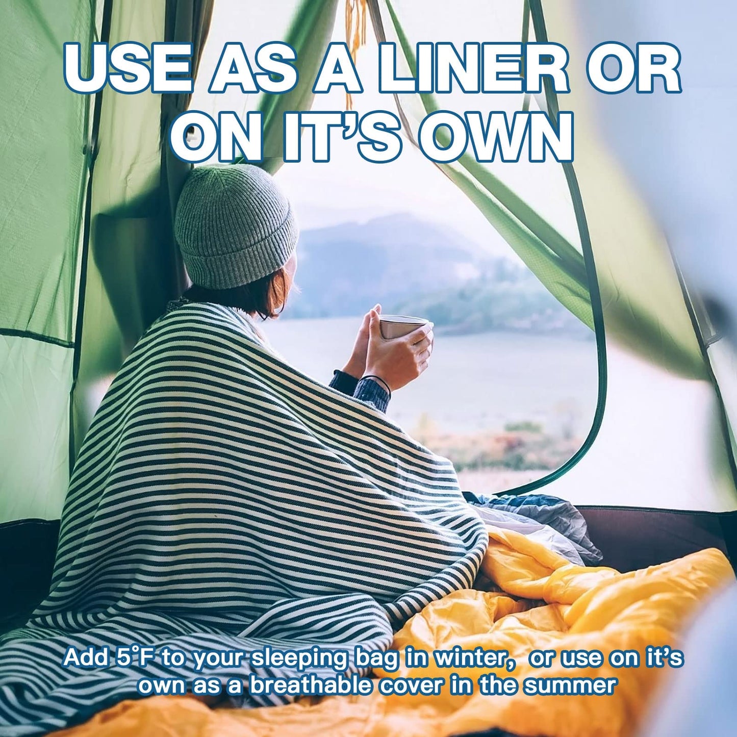 JAICOM Sleeping Bag Liner, Sleep Sack Travel Sheets, Two-Way-Zipper Expose Feet Separately, Lightweight for Single, Backpacking,Hotels & Hostels, Camping, Travel, Business