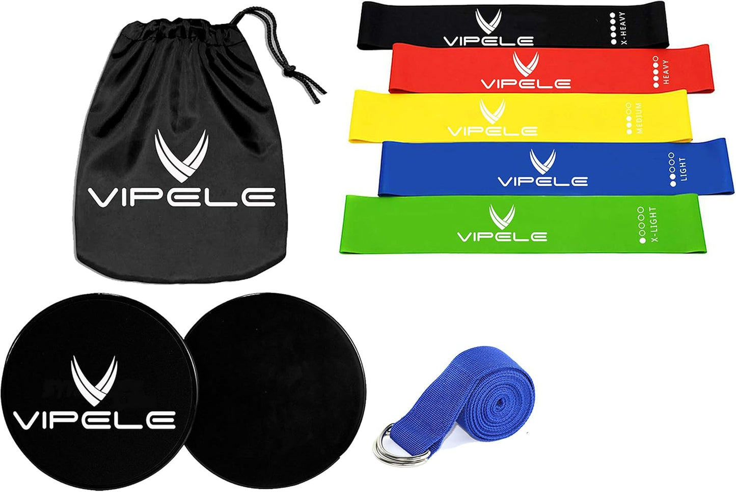 Resistance Bands Exercise Loops - Set of 5, 12”X2” Workout Flex Bands for Home Fitness, Stretching, Physical Therapy and More - Includes Carrying Bag