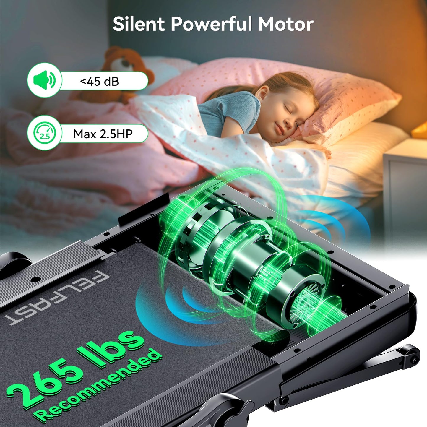 FelFast Walking Pad Treadmill with 15% 9° 8 Level Auto Incline, 2-in-1 Under Desk Foldable w/Remote Control, 12 HIIT Mode, 265 Lbs Max, 7.6 MPH Max, Portable Mini Treadmill for Office Home