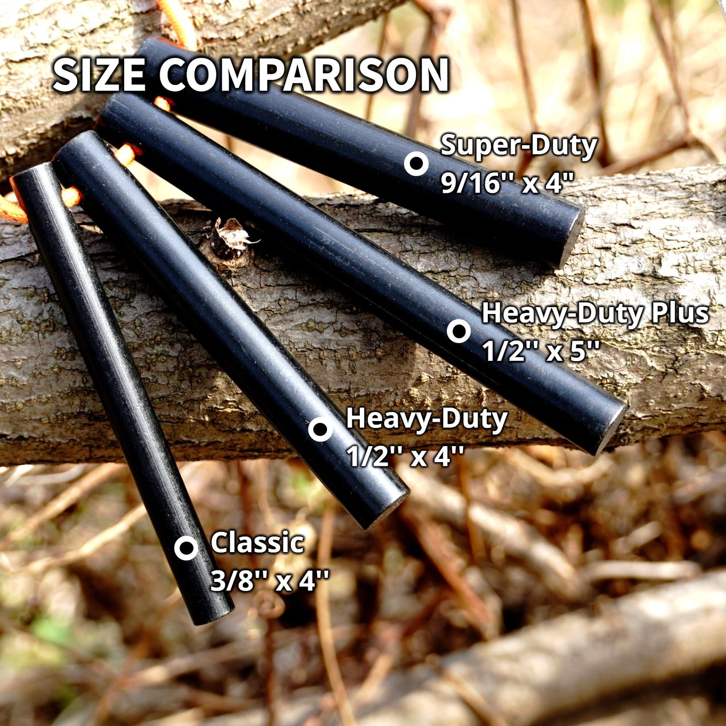 FERROFIRE Super-Duty 9/16 Inch Thick x 4 Inch Long Drilled Ferro Rods Flint and Steel Ferrocerium Rod with A Lanyard Hole for DIY Fire Starter in Camping Emergency Hiking Bushcraft Survival