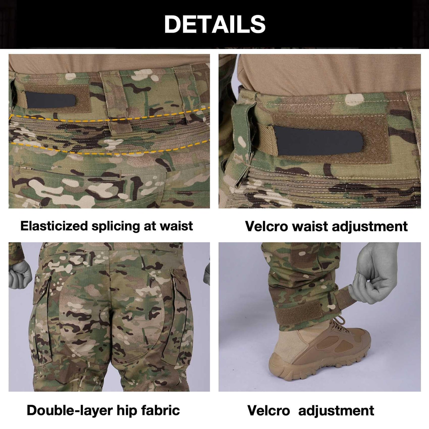 G3 Combat Pants,Military Tactical Pants,Outdoor Hunting Paintball Game Training Pants with Knee Pads (40) Multicam