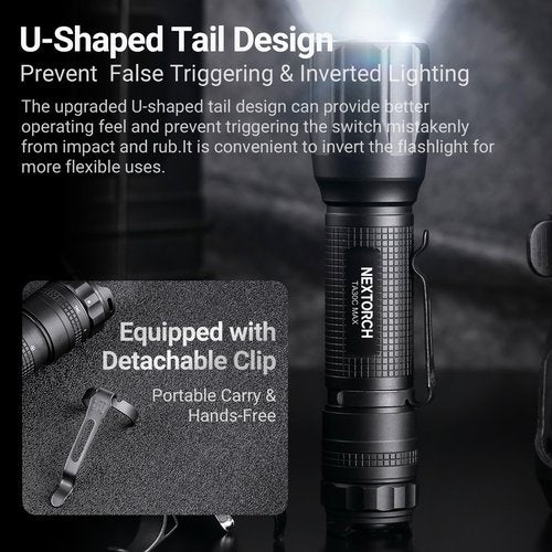 NEXTORCH TA30C MAX Tactical Flashlight High Lumens, Powerful Emergency Rechargeable Compact Bright Flashlight with 5 Modes & Strobe & Ceramic Bead Broken Window, for Outdoor Use