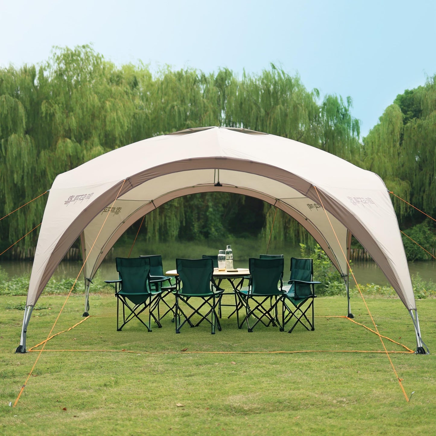 Family Tents with Spacious Interior 8-10 Person Camping Tent Waterproof Windproof Camping Tent Portable for Outdoor Camping Beach (Tent, Coffee)