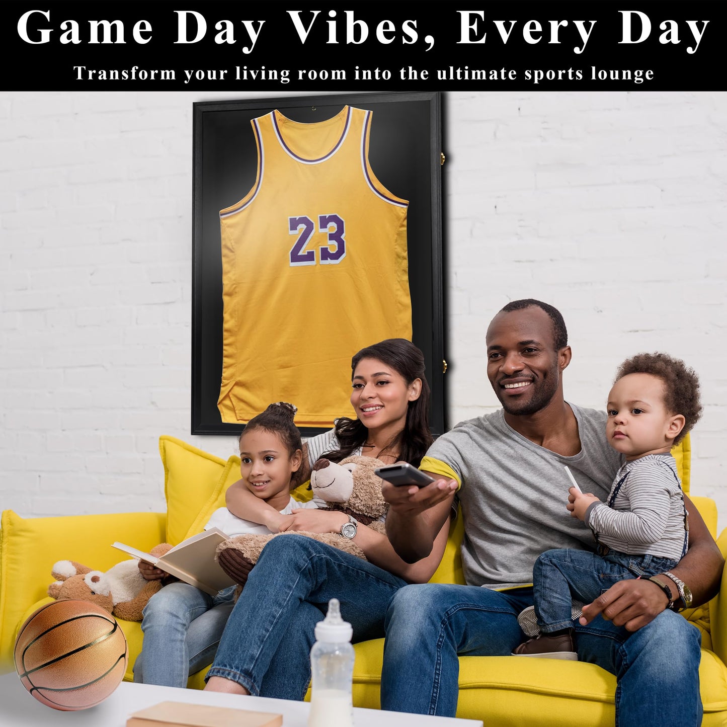 C CRYSTAL LEMON Large Jersey Display Frame Case 31.25"x23.25", – UV-Protected Shadow Box for Sports Memorabilia, Jersey Display for Basketball & Football