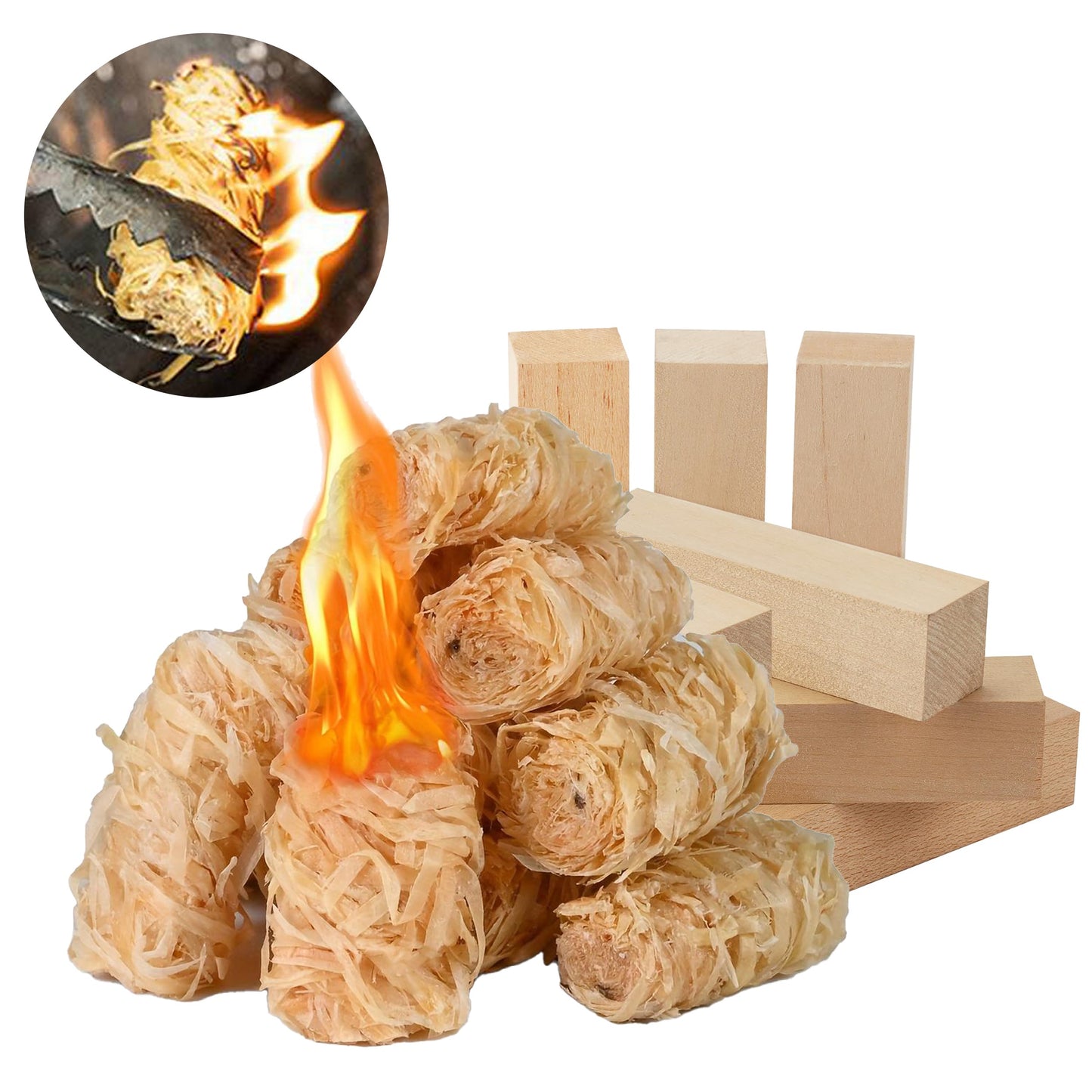 Fire Starter and Fire Wood Sticks for Indoor and Outdoor Use - Quick Ignition Fire Logs for BBQ, Fireplace, Fire Pit and Campfires - Fatwood Firestarter Kindling Sticks