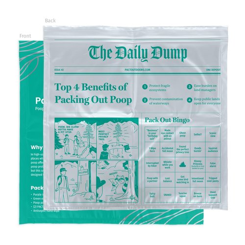 PACT Pack Out Kit - Camping Poop Kit Includes Wet Wipes, Smell Proof Disposal Bags, Hand Wipes, Poop Powder for Odor and Human Waste Bags for Camping and Backpacking - 6 Pack