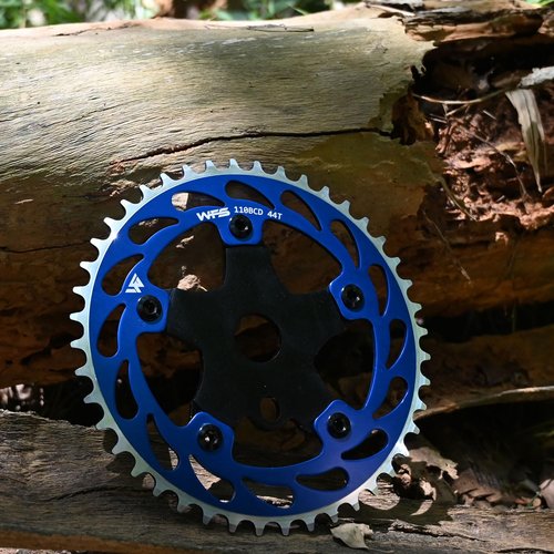 WFS Helix Chainring w/Spider Sprocket 44T 1/8" 110mm BCD 5 Arm Hole Old School BMX, Blue, WFS3066-BO