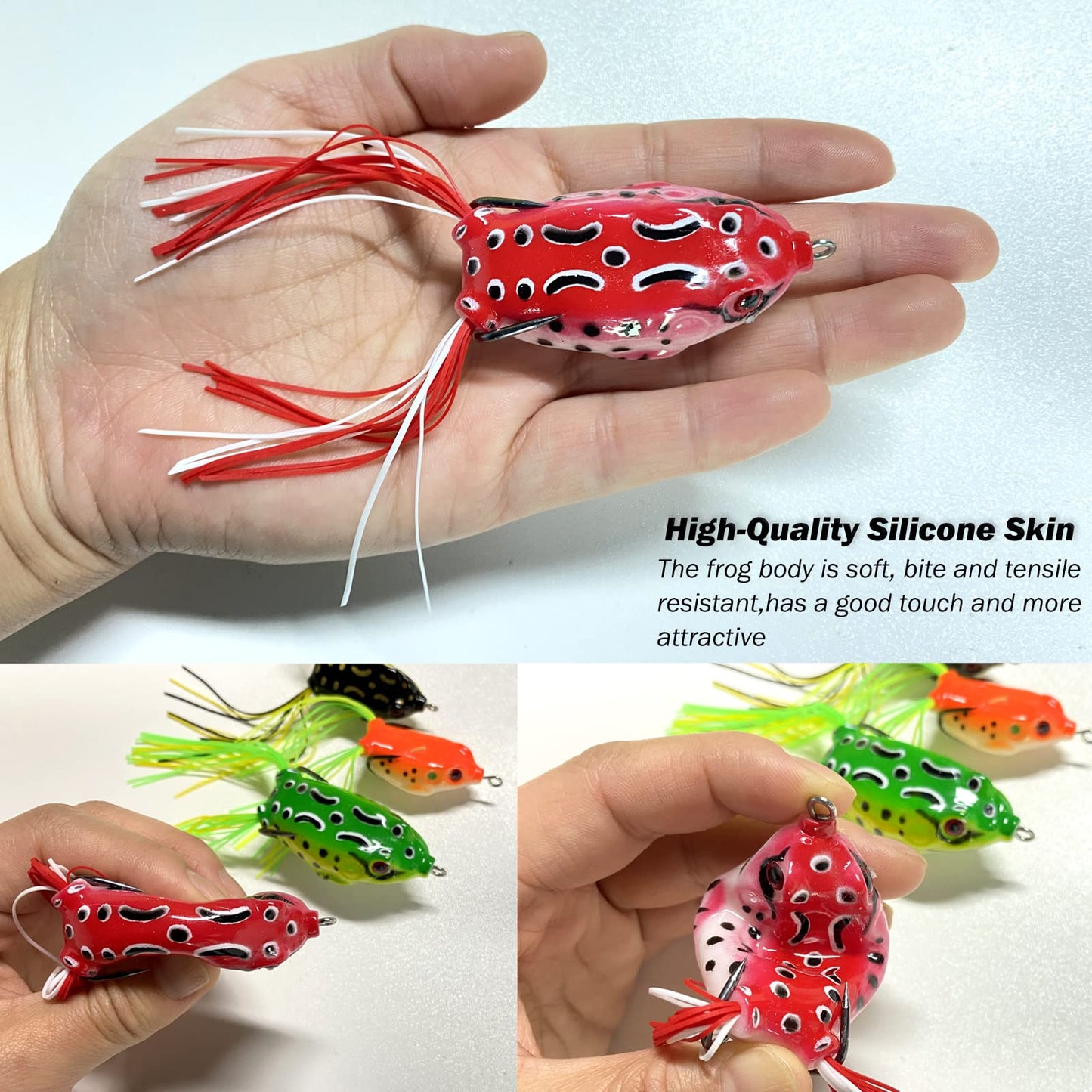 Topwater Frog Lure,Bass Trout Fishing Lures Kit,Realistic Frog Lures with Weedless Hooks,JoyFishing Soft Swimbait Floating Bait for Saltwater Freshwater Trout Bass (8pcs)