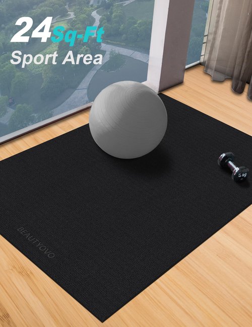 BEAUTYOVO 6' x 4' Large Yoga Mat, 1/4 Inch Extra Thick Yoga Mat Double-Sided Non Slip, Professional PVC Yoga Mats for Women Men, 24 Sq.Ft Large Exercise Mat for Yoga, Pilates and Home Workout