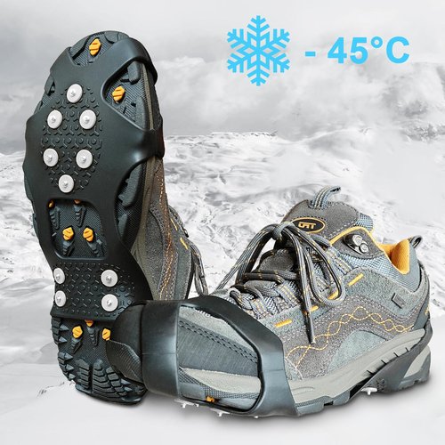 ice Spikes for Shoes - Enhanced Walk Traction Ice Cleat Spikes Crampons with 10 Upgraded Firm Nail Spikes - Stretchable Snow Grips for Secure Footwear Traction During Winter Activities (X-Large)