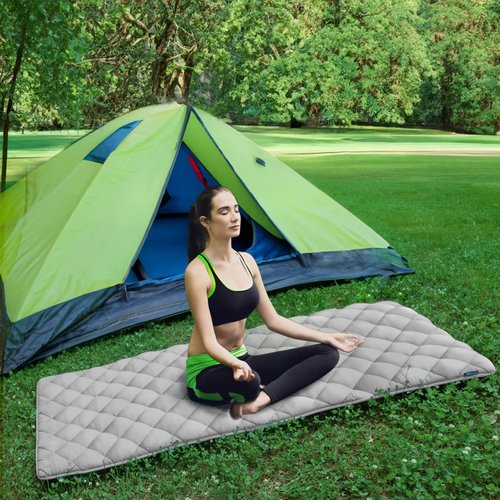 Cot Mattress Topper Pad Quilted, Non-Slip Super Soft Comfortable Cool Sleeping Pad 75"x30" for Camping Cot/Rv Bunk/Narrow Twin Beds, Grey