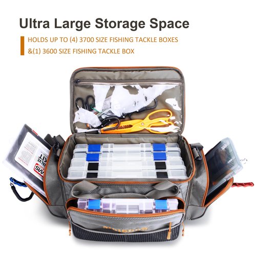MoiShow Fishing Tackle Box Bag - Fishing Bags for Saltwater or Freshwater (#Grey) Fishing Tackle Bags - Padded Shoulder Strap - Tackle Bag for 3600 3700 Tackle Box