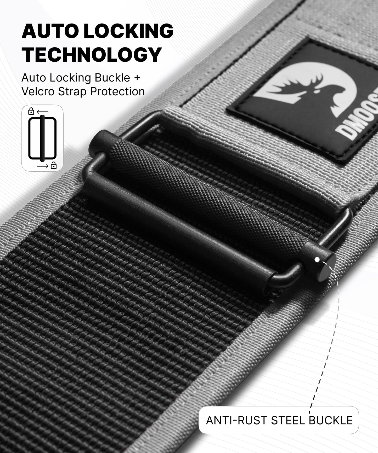DMoose Auto Locking Weight Training Belt, Provides Lumbar Support & Stability, 4" Nylon Squat Belts for Men with Adjustable Buckle, Gym Belt for Women Weight Lifting
