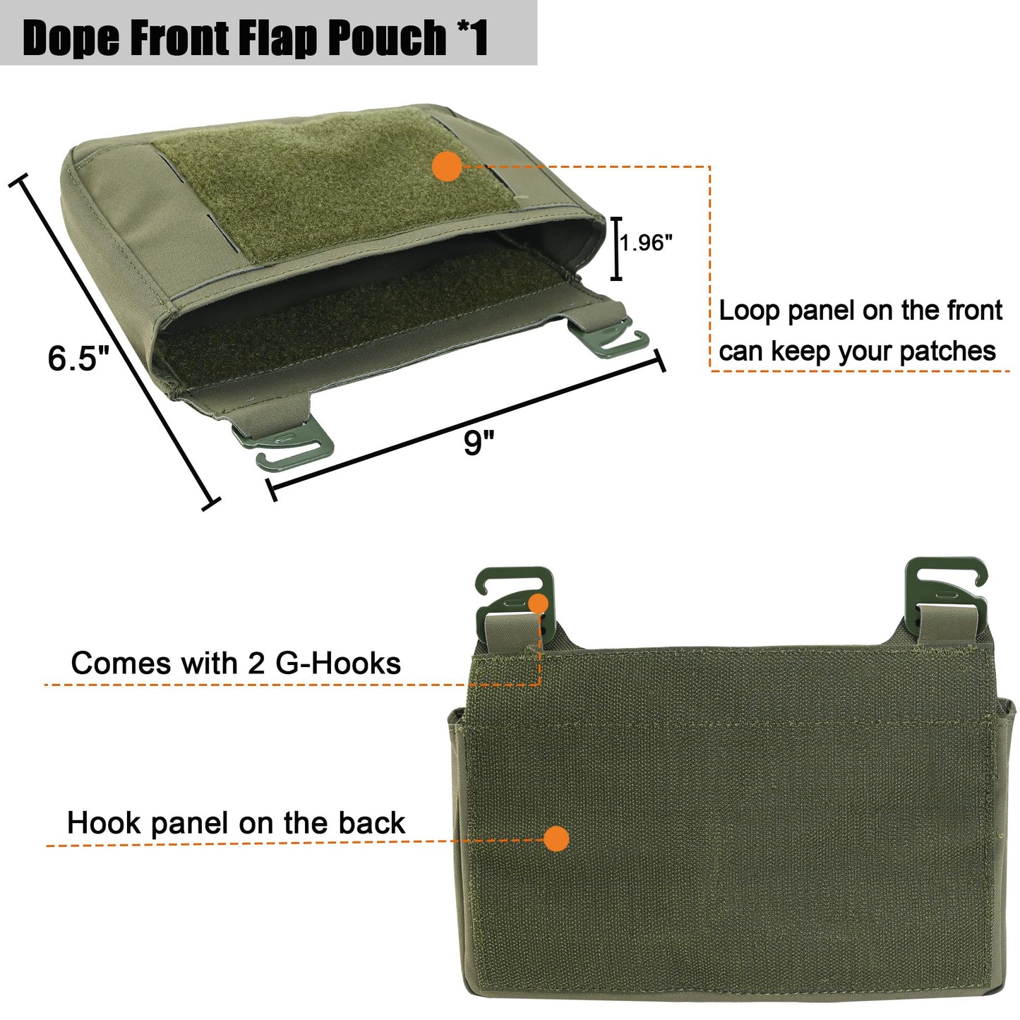 4-in-1 Front Flap Pouch G Hook,SABADO Tactical Elastic Triple Mag Pouch 5.56, Kangaroo Insert Divider Placard for Chest Rig and Vest