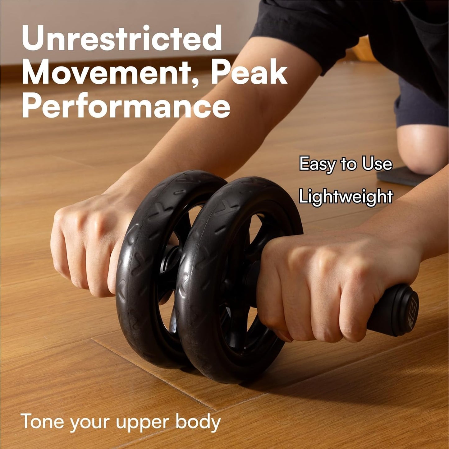 Ab Roller Wheel for Core Workout - Dual Glide Wheels & Thick Knee Pad Mat