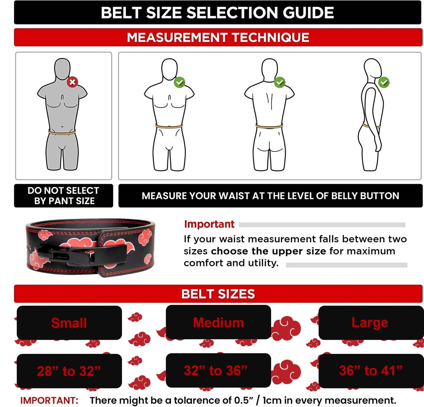 Akatsuki Weight Lifting Lever Belt | 10mm Premium Leather Weightlifting Belt for Powerlifting, Bodybuilding, Deadlift, Squats, Exercise Workout | Heavy Duty Best for Men & Women (Medium)