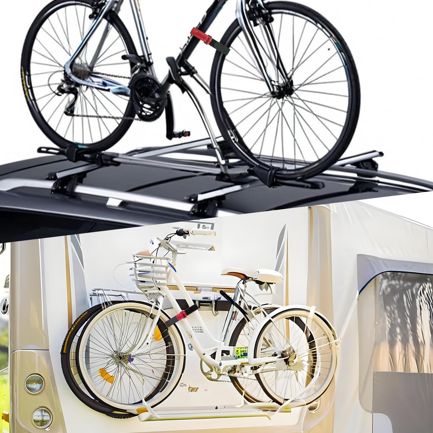 GDSZDDXX Heavy Duty Stitch Bike Straps for Rack, Premium 2PCS Adjustable Bike Rack Straps with Anti-Slip Gel Grip, Hook and Loop Bicycle Wheel Stabilizer Strap for Transportation and Storage