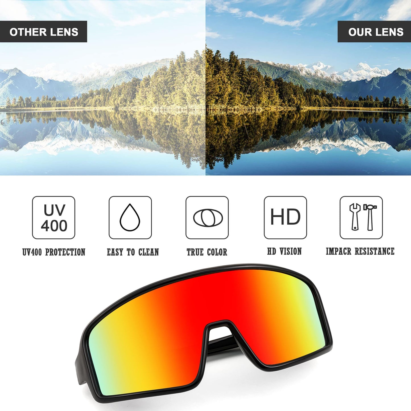 FEISEDY Men Women Cycling Sports Sunglasses Fishing Running Trekking Baseball 80s 90s Shield Sunglasses B2962