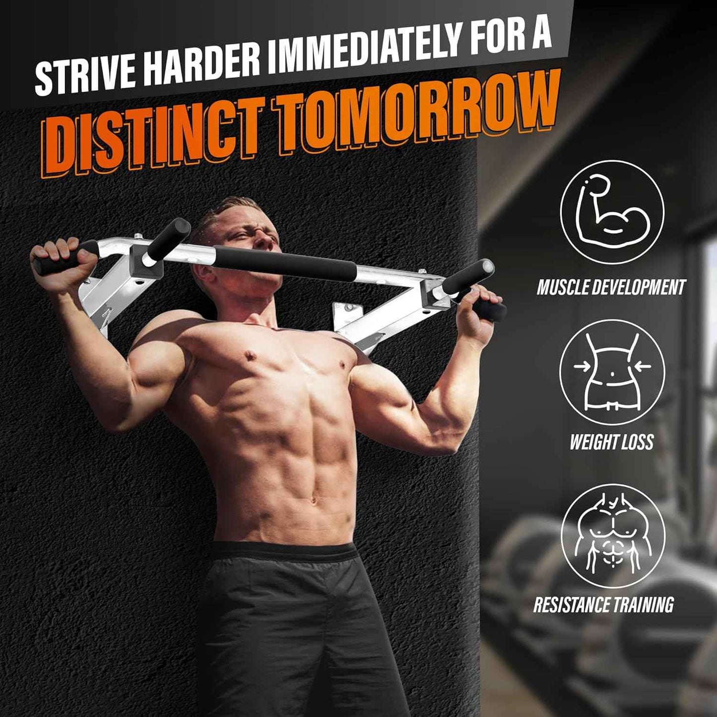 Wall Mounted Pull Up Bar - Multifunctional Home Gym Strength Training Equipment
