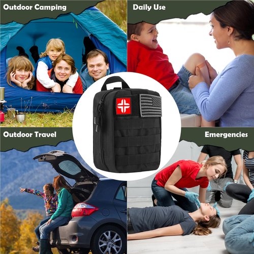 DLMD 320 PCS Survival Kits First Aid Kit, Gifts for Men Christmas Him Dad, Survival Gear and Equipment with Tactical Molle Pouch for Car Camping Hiking Outdoor Adventure Earthquake Home Office