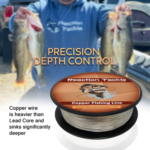 Reaction Tackle Copper Trolling Wire - Copper Fishing Line - Corrosion Resistant Tin Coated Copper Super Smooth and Thin Diameter to Reach Deeper Depths 45LB / 300 Foot