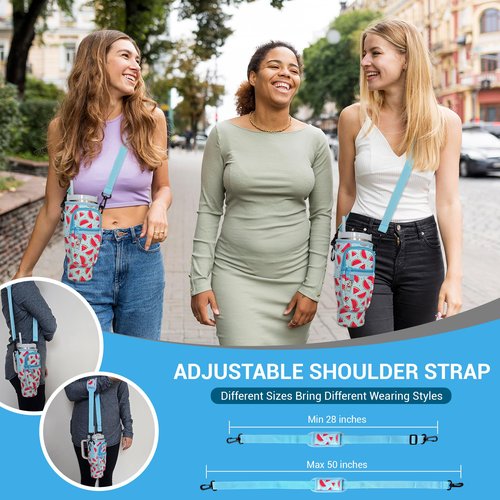 Uniquely Zia Stanley 40oz Tumbler Crossbody Bag with Adjustable Strap, Zipper Pocket and Key Holder (Watermelon Print)