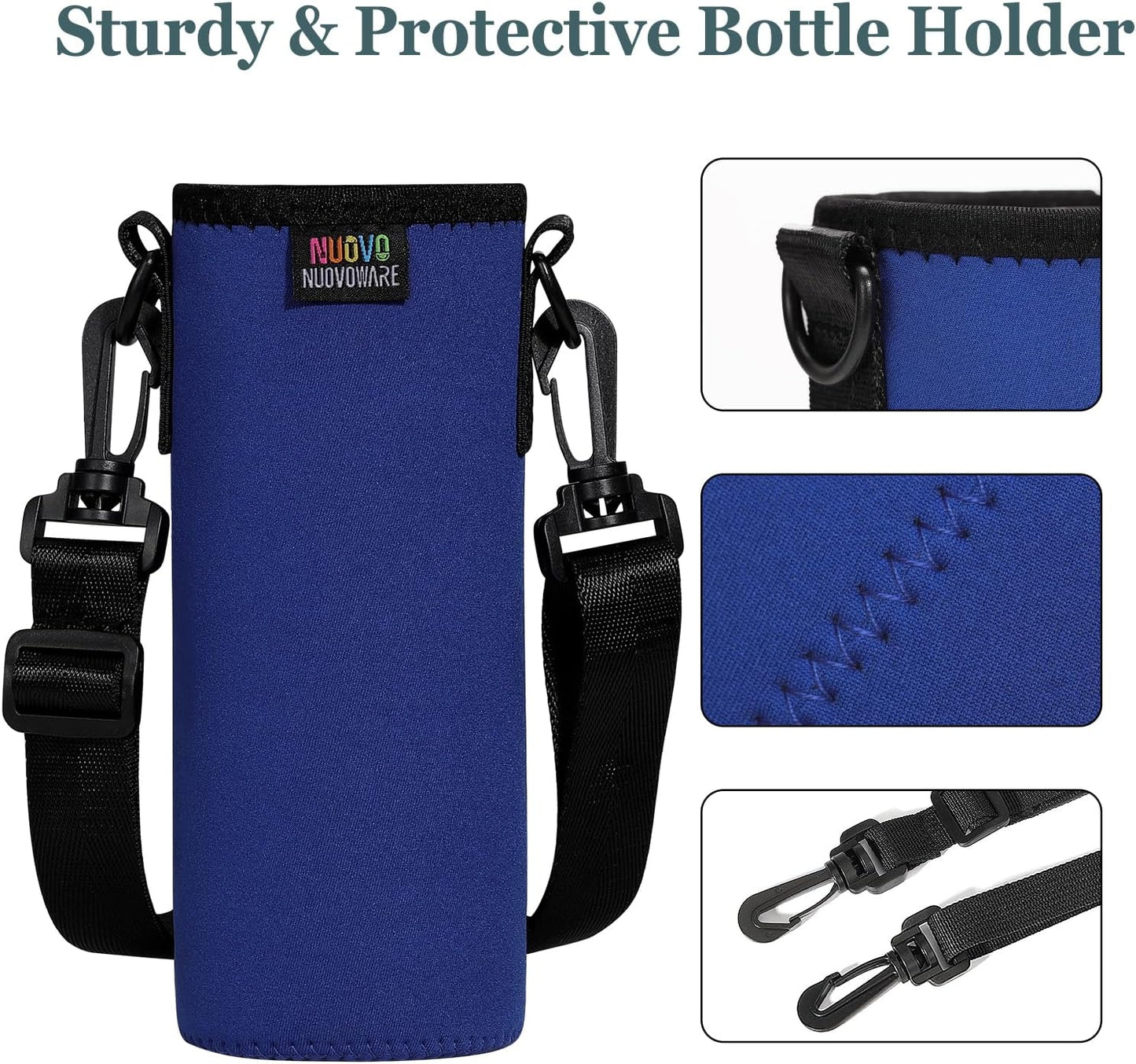 Nuovoware Water Bottle Carrier Bag, Premium Neoprene Portable Insulated Water bottle Sling Holder Bag 1000ML with Adjustable Shoulder Strap for Men Women Hiking, Sling Bottle Bag Case