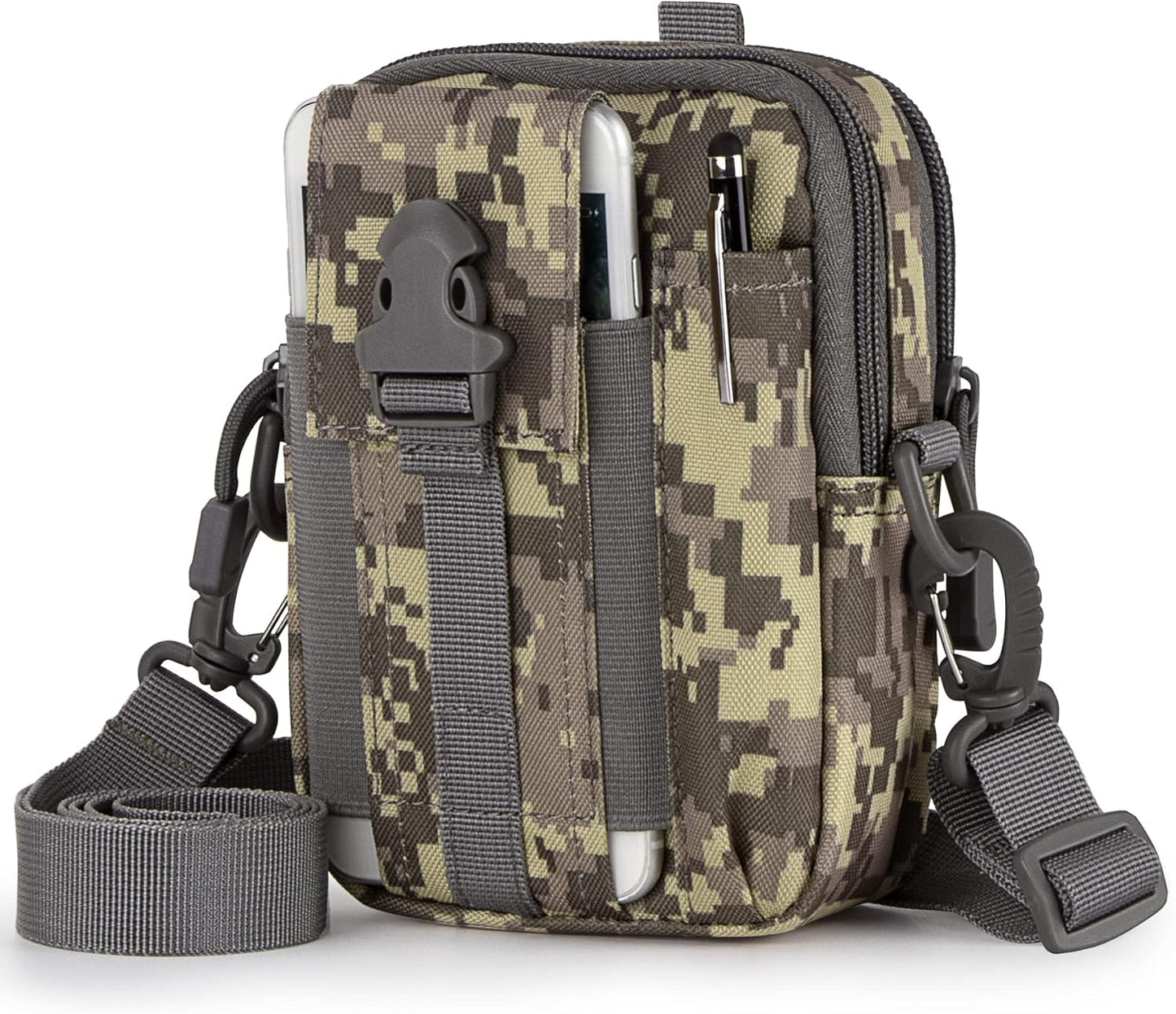 IronSeals Tactical Molle Phone Pouch Compact Utility Belt Waist Bag with Shoulder Strap for iPhone 14 Plus/14 Pro Max/14 Pro/14/13 Pro Max/13/12 Pro