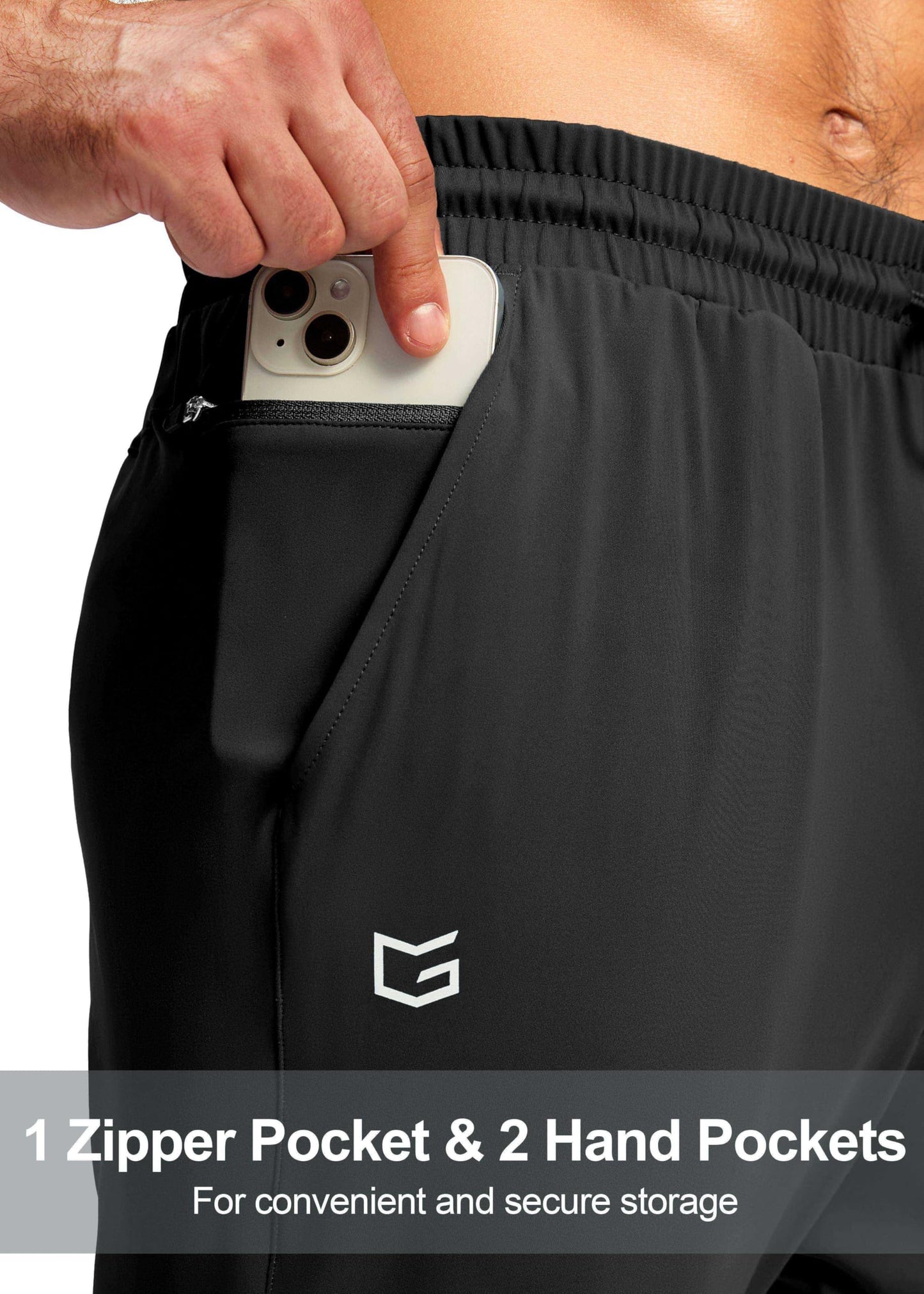 G Gradual Men's Sweatpants with Zipper Pocket Workout Athletic Track Pants Stretch Tapered Joggers for Gym Running Jogging(Black,XL)