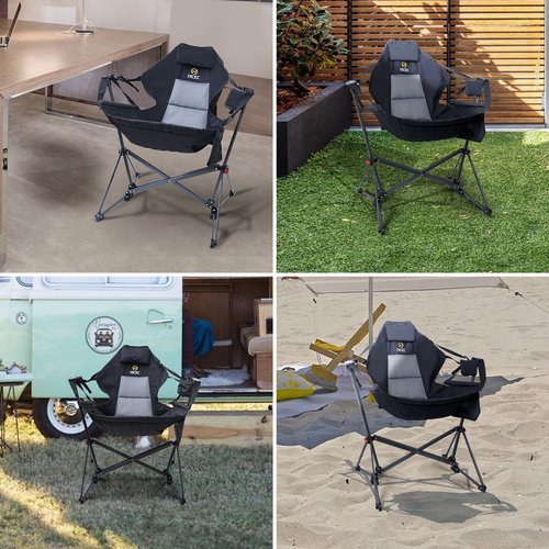 Nice C Hammock Camping Chair, Camping Chair Rocker, Swinging Chair, High Back with Stand, Cup Holder, Side Pocket, Heavy Duty (1-Pack)