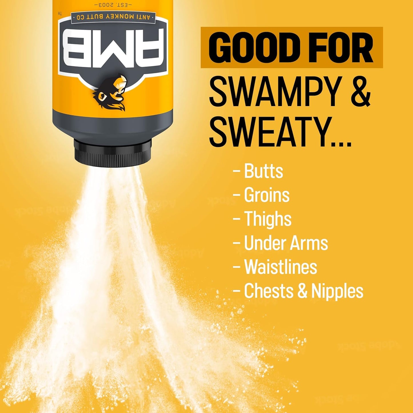 Anti Monkey Butt Body Powder for Women & Men - Talc-Free, Hypoallergenic Formula for Anti-Chafing & Anti-Itch Relief - Absorbs Sweat & Fights Friction with Calamine - 8 oz - 2-Pack