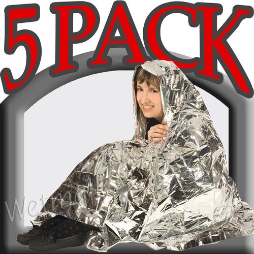 Emergency Thermal Blankets - 5 Pack | Survival Gear for Cold Weather Protection