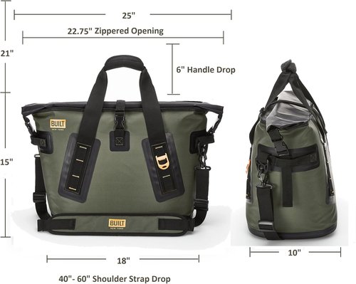 BUILT Large Welded Soft Portable Cooler with Wide Mouth Opening - Insulated and Leak-Proof Olive 5213958