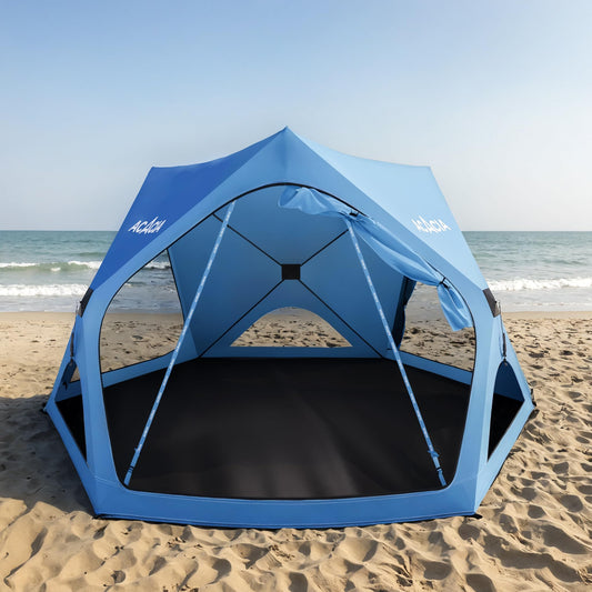 ACACIA Sun Shelter Pop up Beach Tent, 4-Person Portable Camping Tent with UPF 50+ Protection, Easy Setup Sun Shade, 9.5×9.5ft Privacy Sunshade for Beach, Camping & Backyard