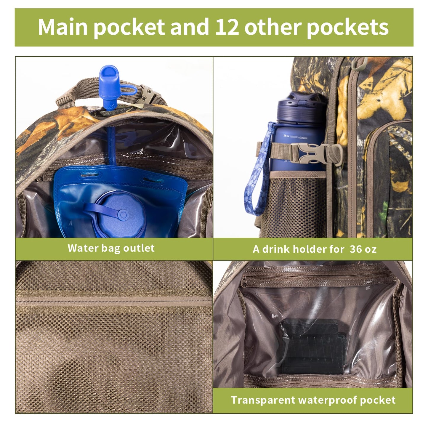 ALLBLESSED Waterproof Hunting Backpack for Bow Rifle with Binocular Harness Chest Pack for Gun and Bow Holder duck Waterfowl hunting accessories