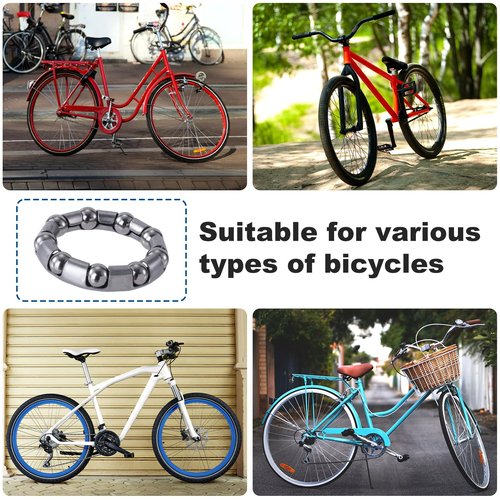 Mxxipp 4pcs 1/4in x 9 Balls Bike Ball Crank Bearing, Stainless Steel Bottom Brackets Retainer, Bicycle Axle Wheel Frame Bearing Replacement for Mountain Bike- Black