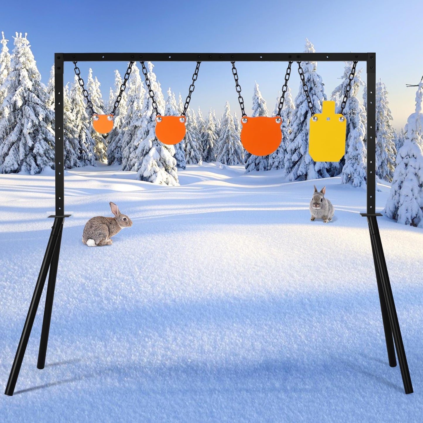 GADFISH Steel Target Stand, AR500 Shooting Target System, 63 Inch Adjustable Height, 3/8 Inch Steel Targets Stand Shooting Range, Heavy-Duty AR500 Metal Targets Complete Kit Combination