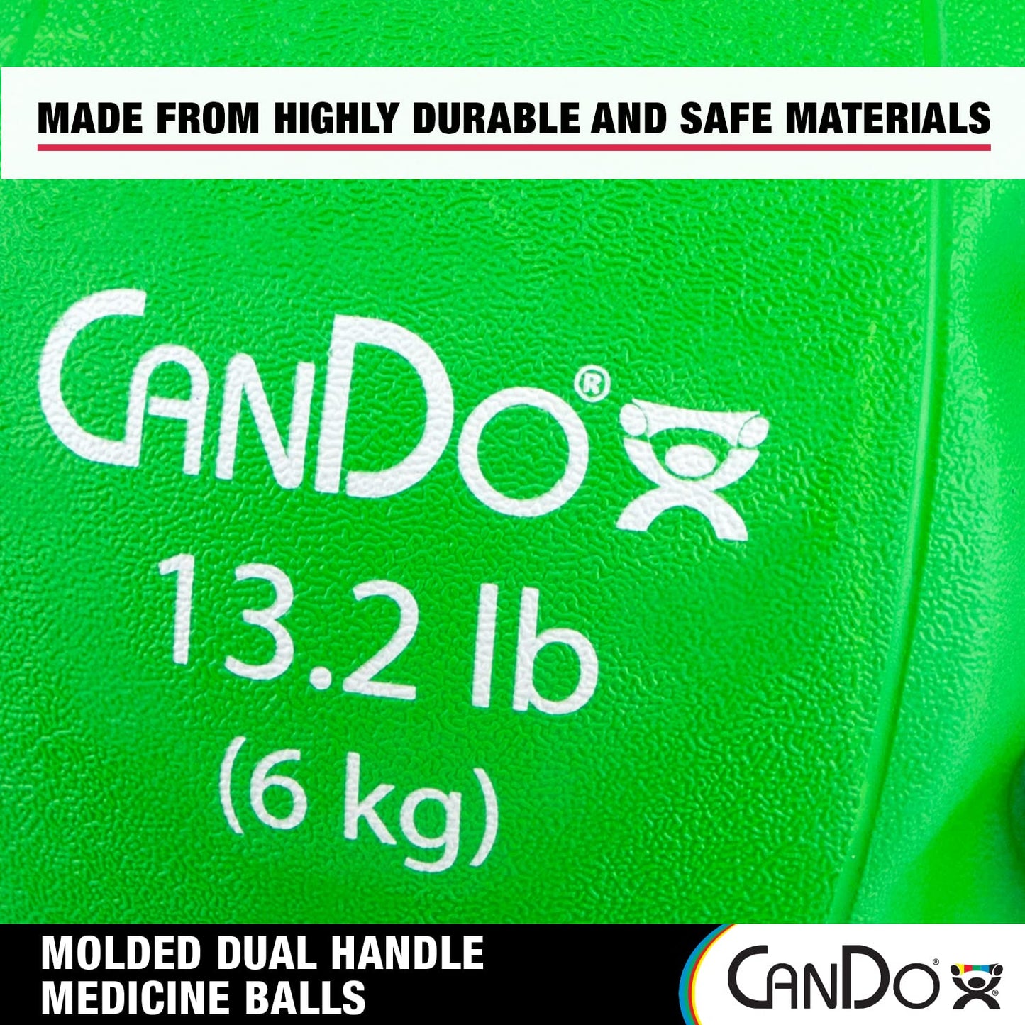 CanDo Molded Dual-Handle Medicine Ball for Strength Training, Core Workouts, Warmups, Cardio, and Plyometrics with Handles for Home and Clinic Use